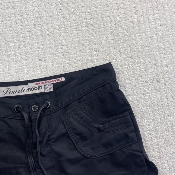 Powder Room Board Shorts Women's 7 Black Sun Surf Swim Smile Versatile Beach - Picture 3 of 12